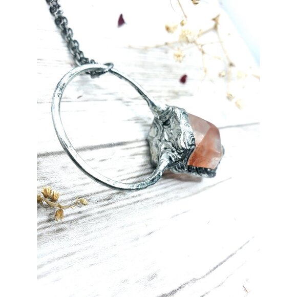 Fire quartz crystal necklace handmade - Picture 10 of 12